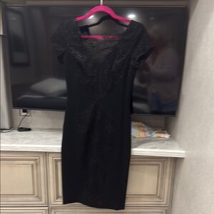 Theia Black Sheath Midi Dress for Cocktail